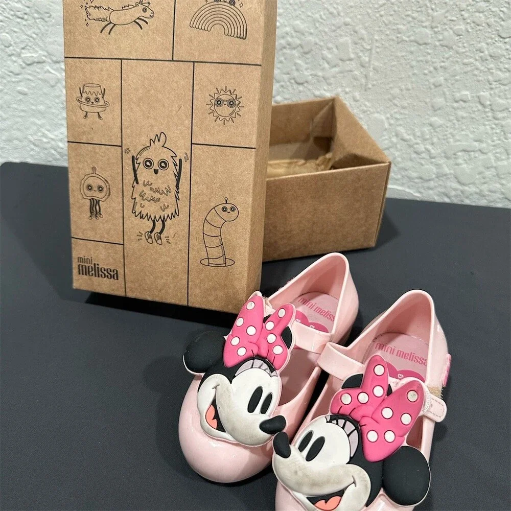 Mini Melissa Disney Minnie Mouse Girls Pink Mary Jane Flats Size 8 US